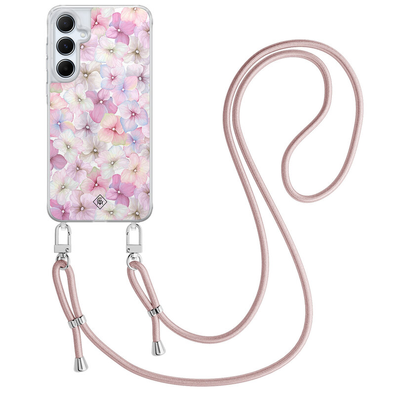 Casimoda Samsung Galaxy A15 hoesje met rosegoud koord - Hortensia