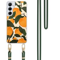 Casimoda Samsung Galaxy A35 hoesje met groen koord - Orange garden