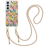 Casimoda Samsung Galaxy A35 hoesje met beige koord - Pink garden