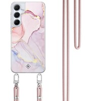 Casimoda Samsung Galaxy A35 hoesje met rosegoud koord - Purple sky