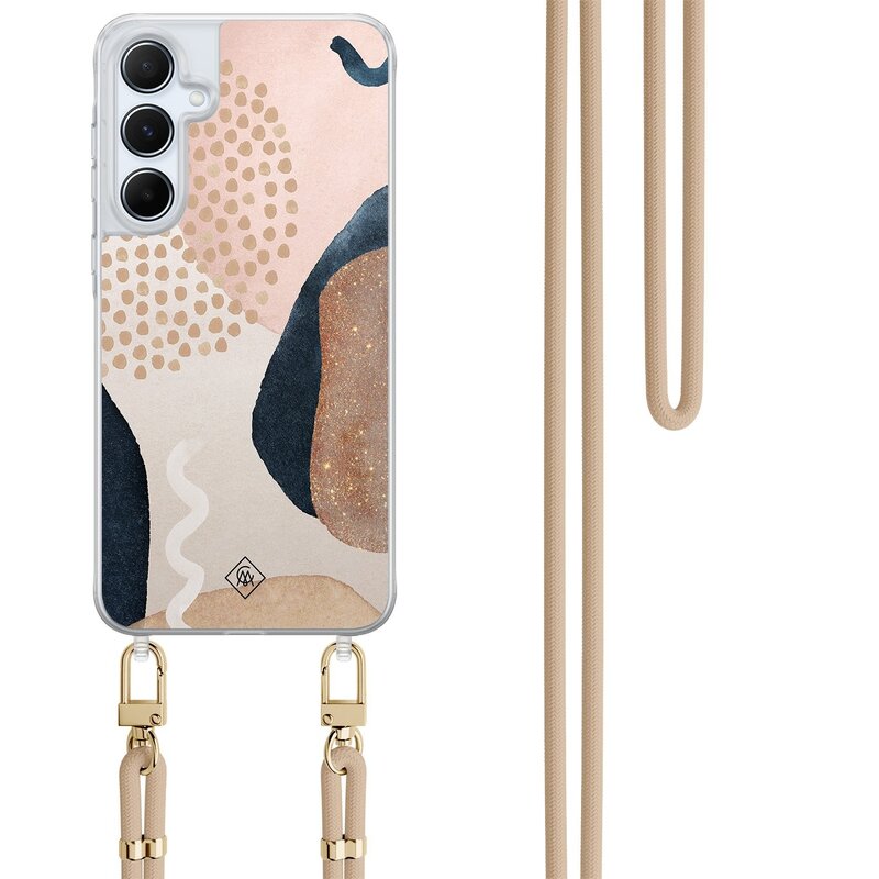 Casimoda Samsung Galaxy A35 hoesje met beige koord - Abstract dots