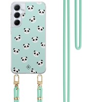 Casimoda Samsung Galaxy A35 hoesje met mint koord - Panda print