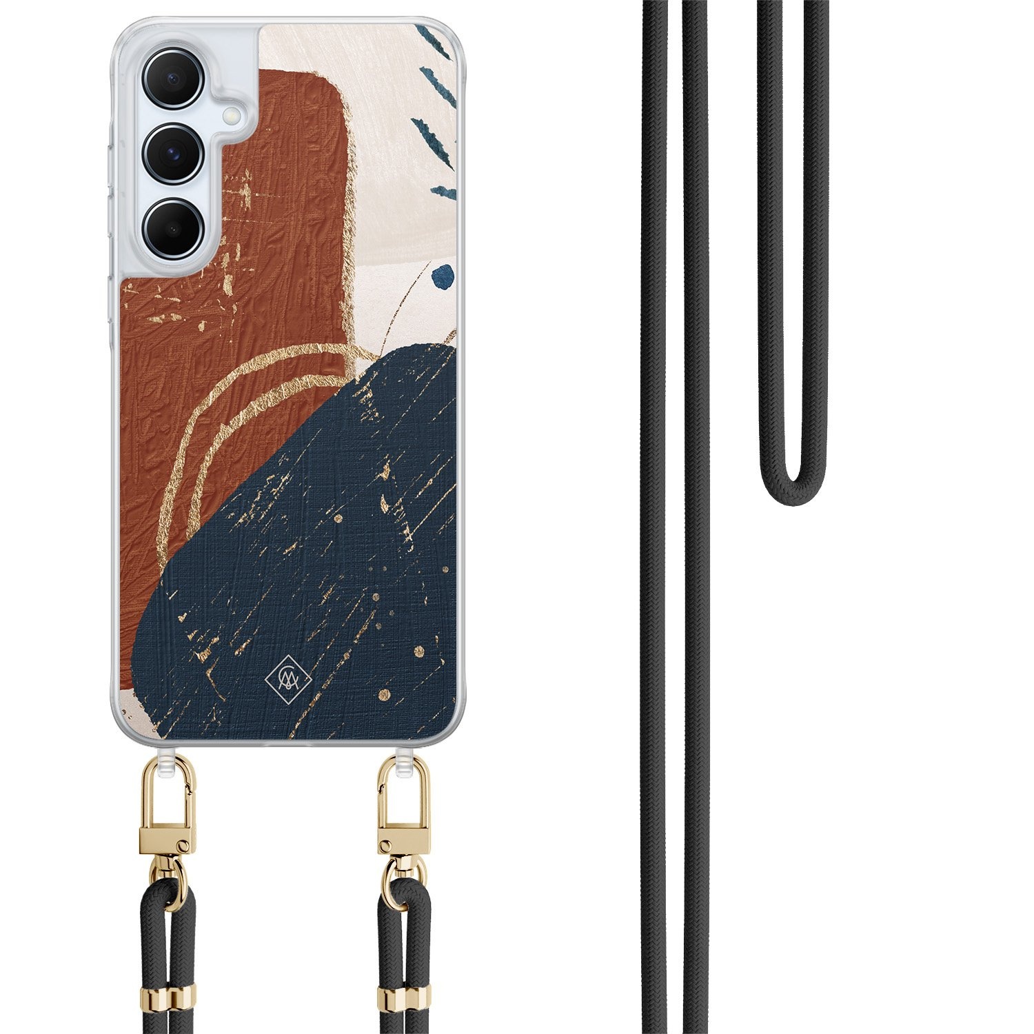 Samsung Galaxy A35 hoesje met zwart koord - Abstract terracotta