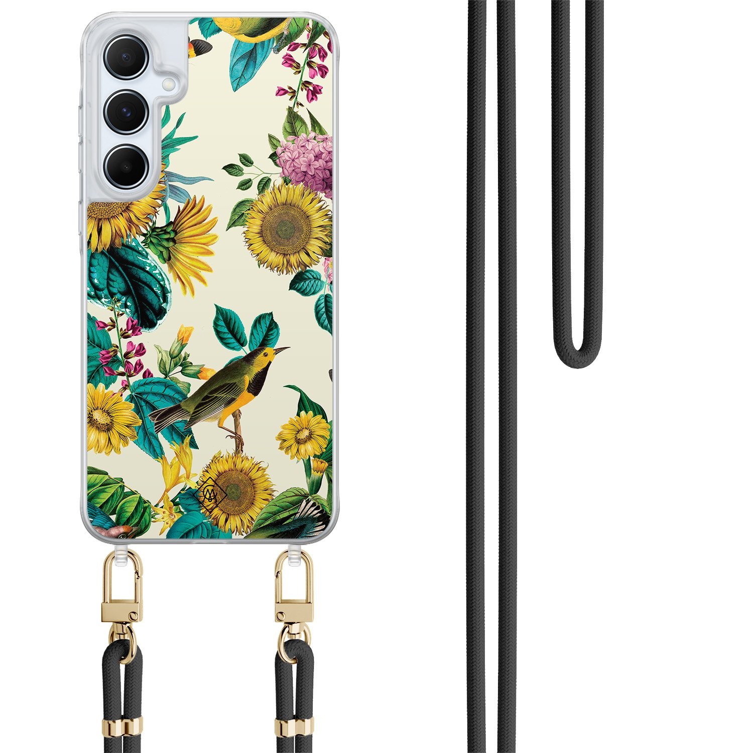 Samsung Galaxy A35 hoesje met zwart koord Sunflowers