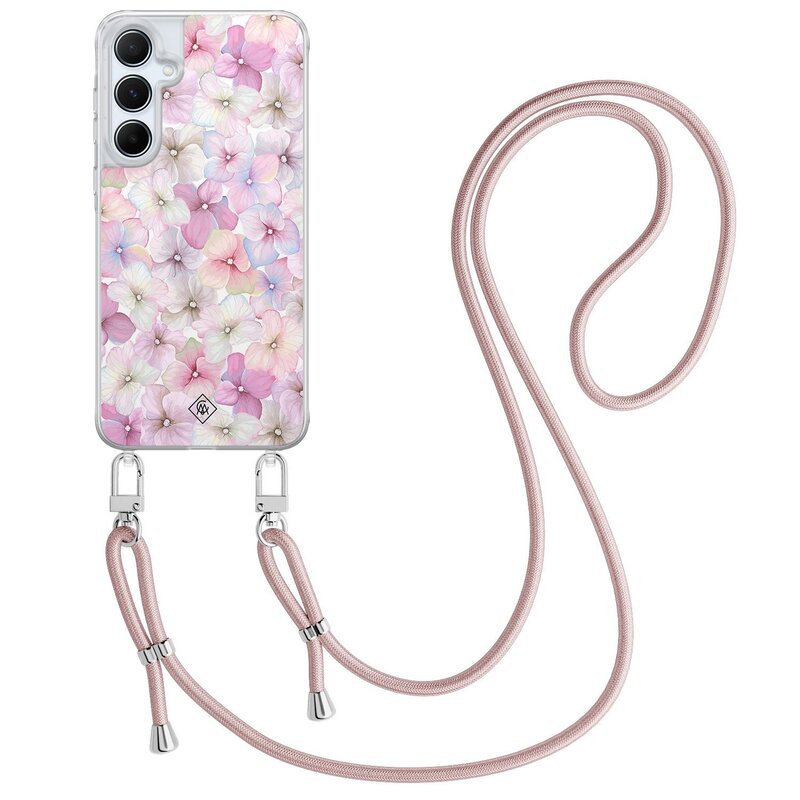 Casimoda Samsung Galaxy A35 hoesje met rosegoud koord - Hortensia