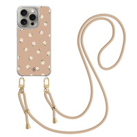 Casimoda iPhone 15 Pro hoesje met beige koord - Sweet daisies