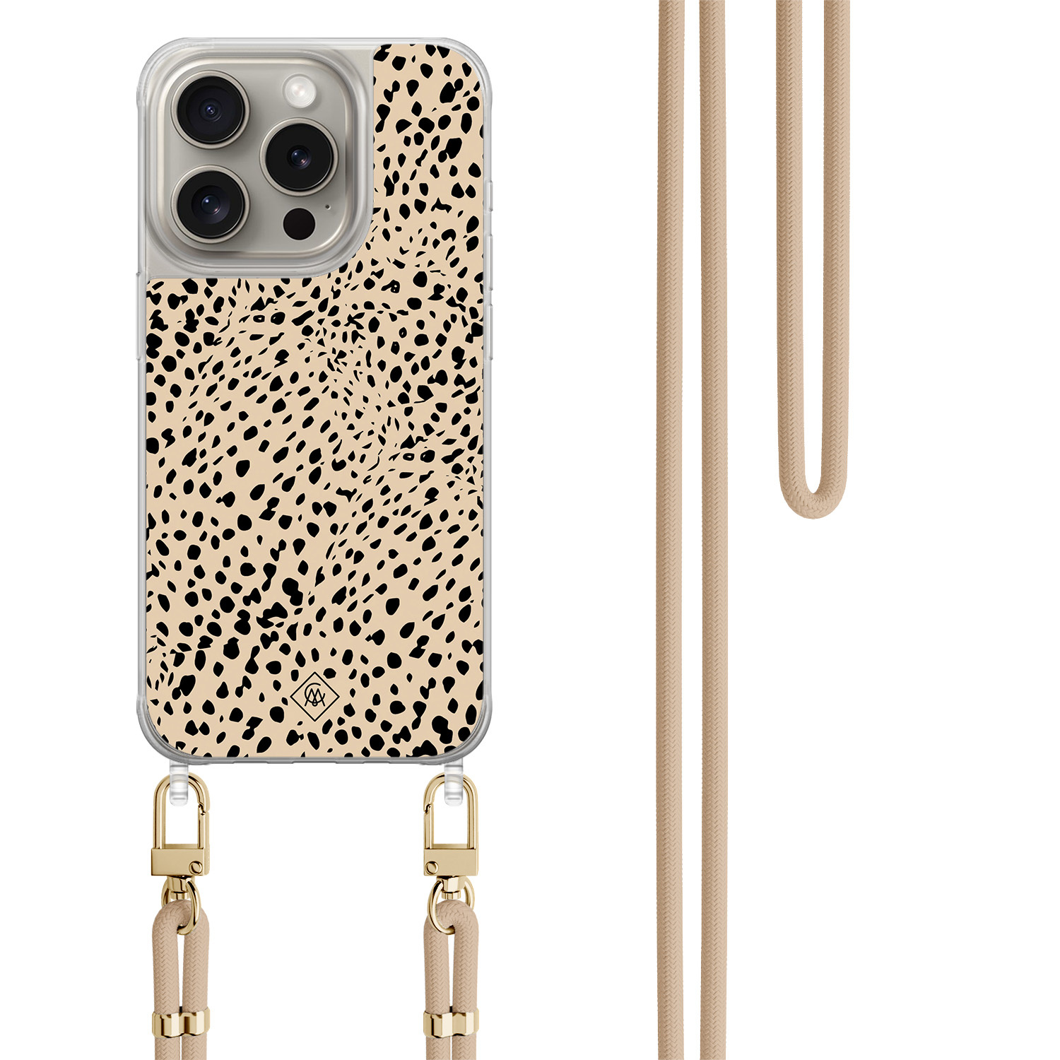 iPhone 15 Pro hoesje met beige koord - Spot on