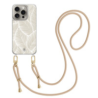 Casimoda iPhone 15 Pro hoesje met beige koord - Palm leaves beige