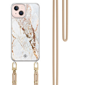 Casimoda iPhone 13 hoesje met beige koord - Marmer goud