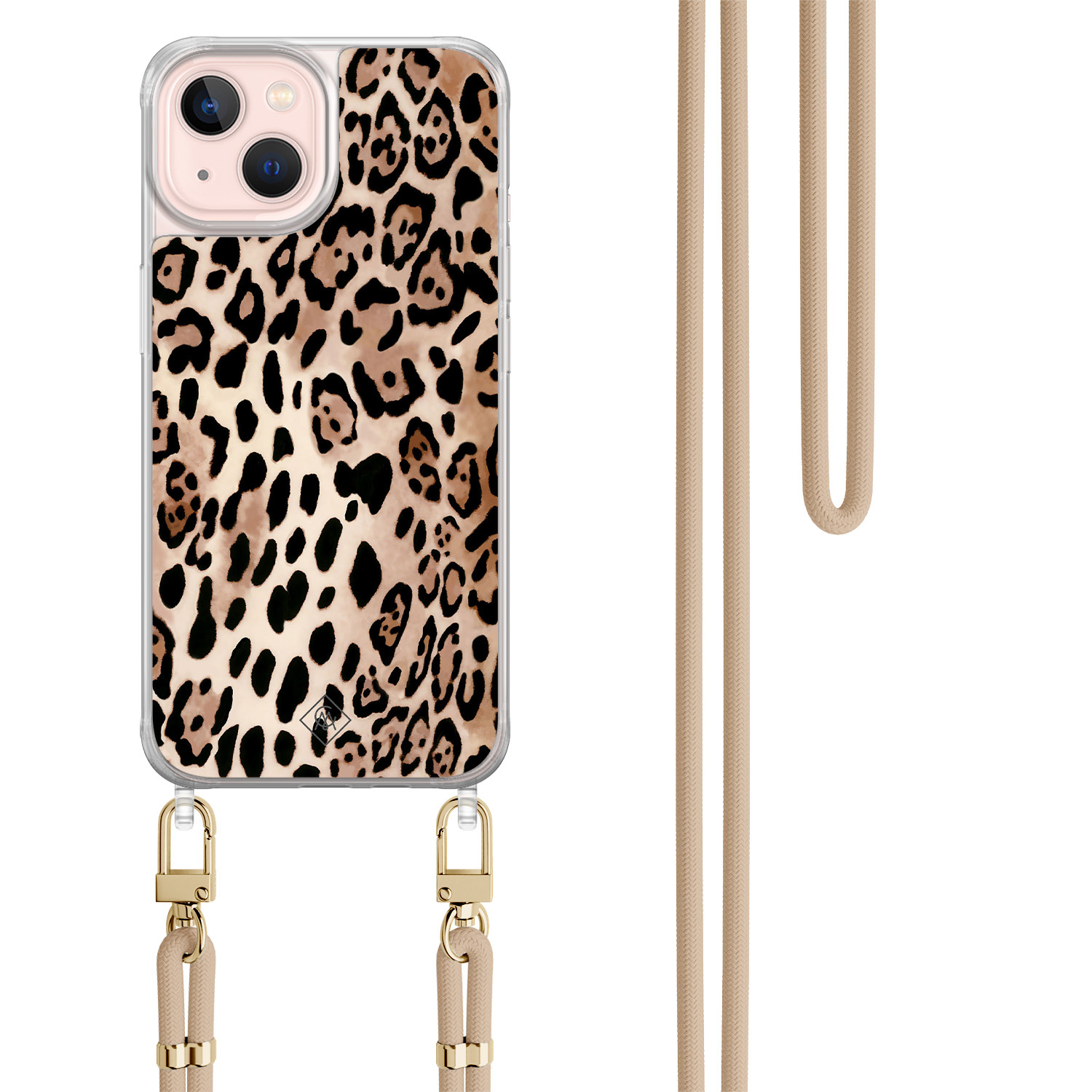 iPhone 13 hoesje met beige koord Golden wildcat