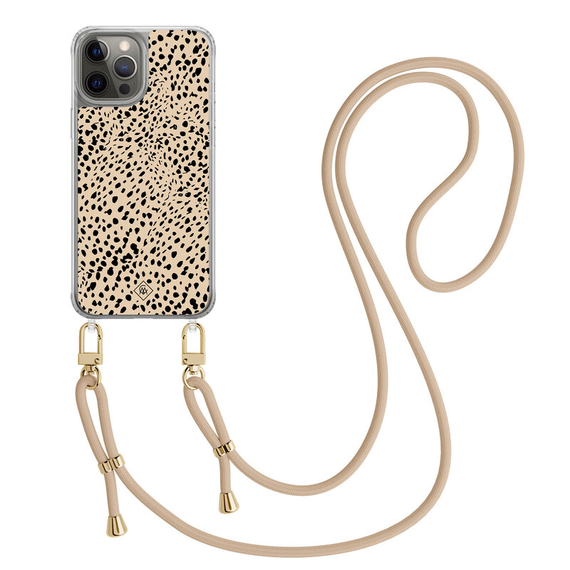 Casimoda iPhone 12 (Pro) hoesje met beige koord - Spot on