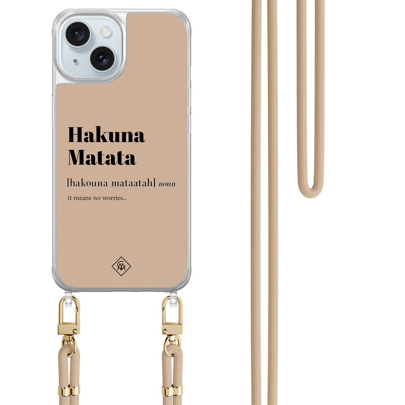 Casimoda iPhone 15 hoesje met beige koord - Hakuna matata