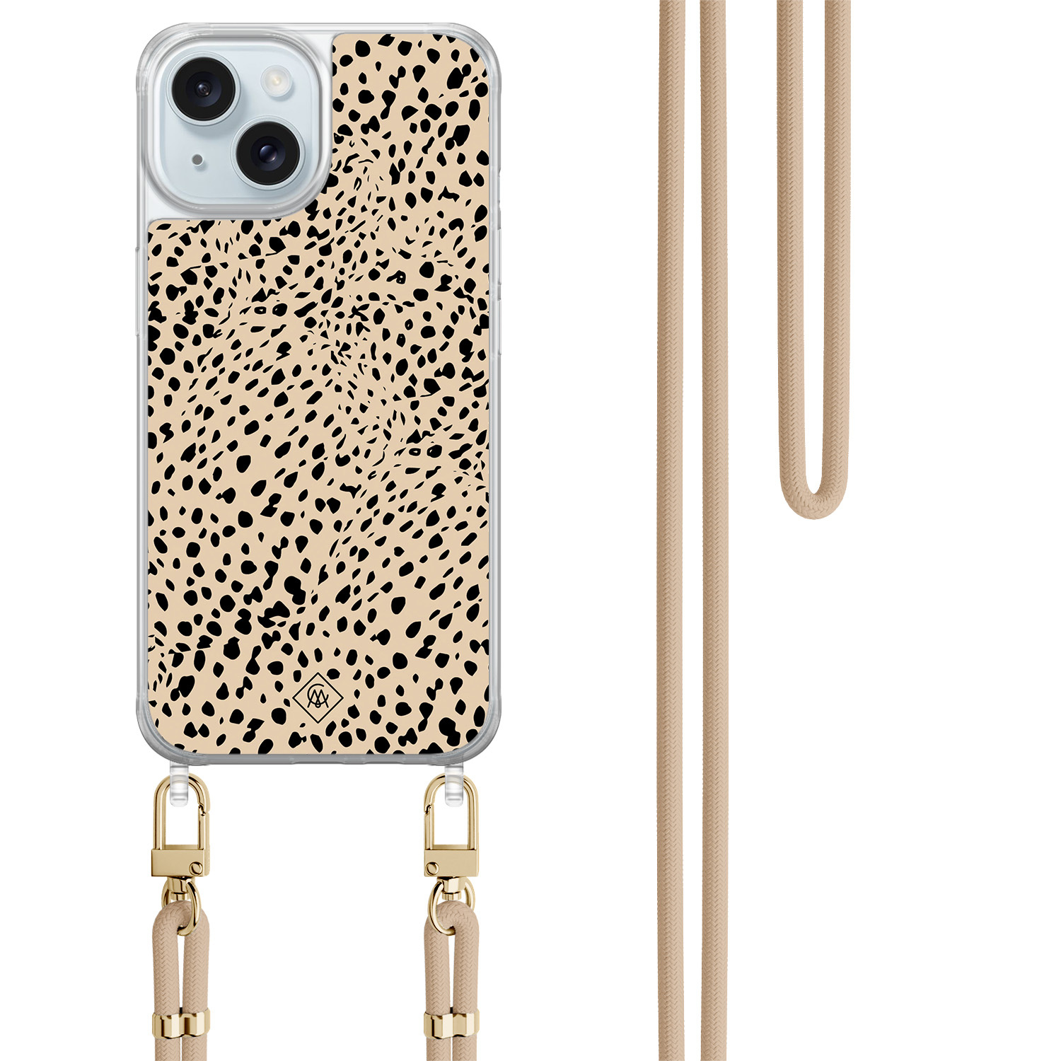 iPhone 15 hoesje met beige koord - Spot on