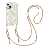 Casimoda iPhone 15 hoesje met beige koord - Palm leaves beige