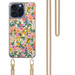 Casimoda iPhone 15 Pro Max hoesje met beige koord - Pink garden