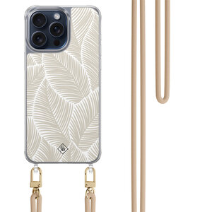 Casimoda iPhone 15 Pro Max hoesje met beige koord - Palm leaves beige