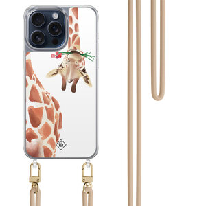 Casimoda iPhone 15 Pro Max hoesje met beige koord - Giraffe