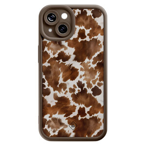 Casimoda iPhone 15 bruine case - Cowhide chic