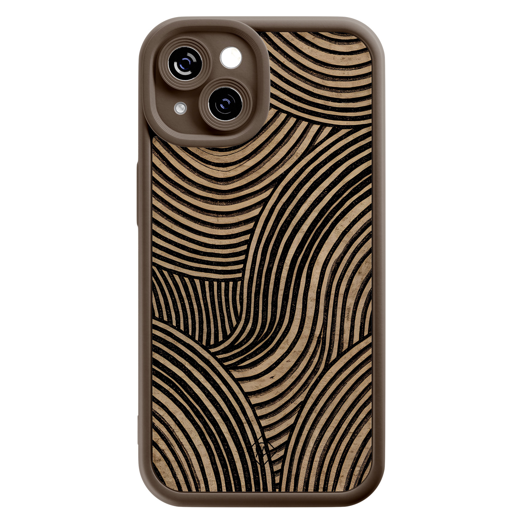 iPhone 15 bruine case - Ebony waves