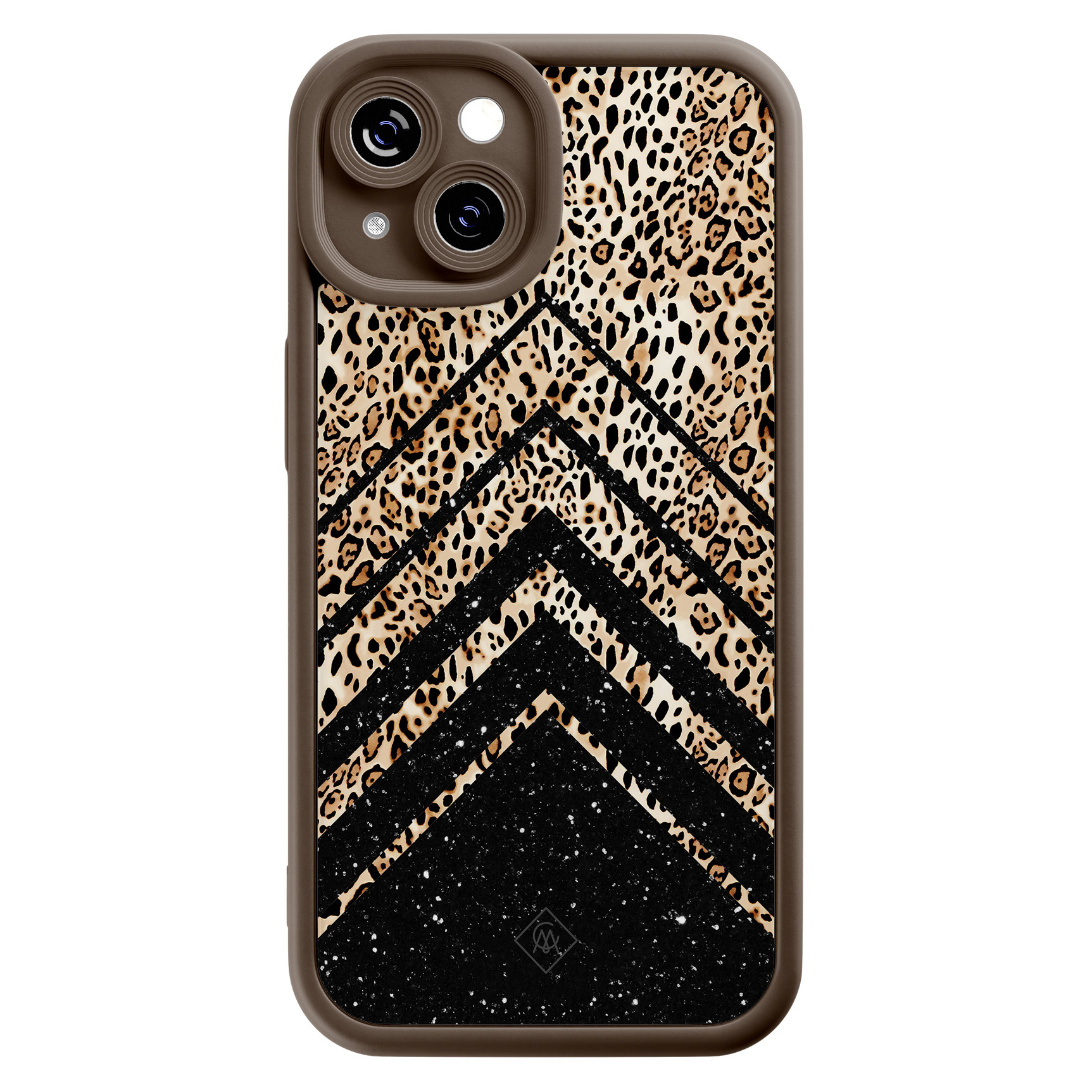 iPhone 15 bruine case - Chevron luipaard