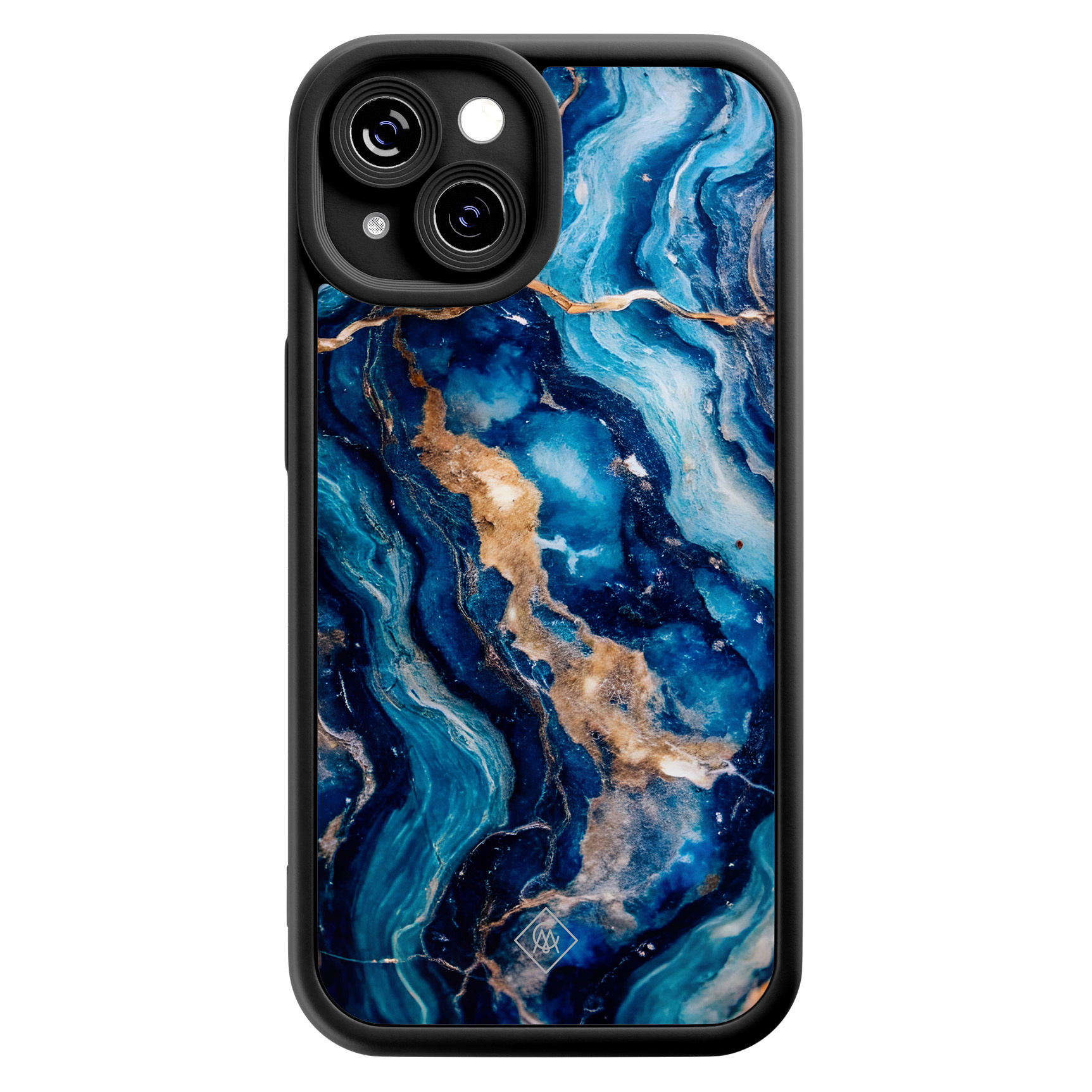 iPhone 15 zwarte case - Ocean marble