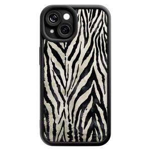 Casimoda iPhone 15 zwarte case - Zebra safari