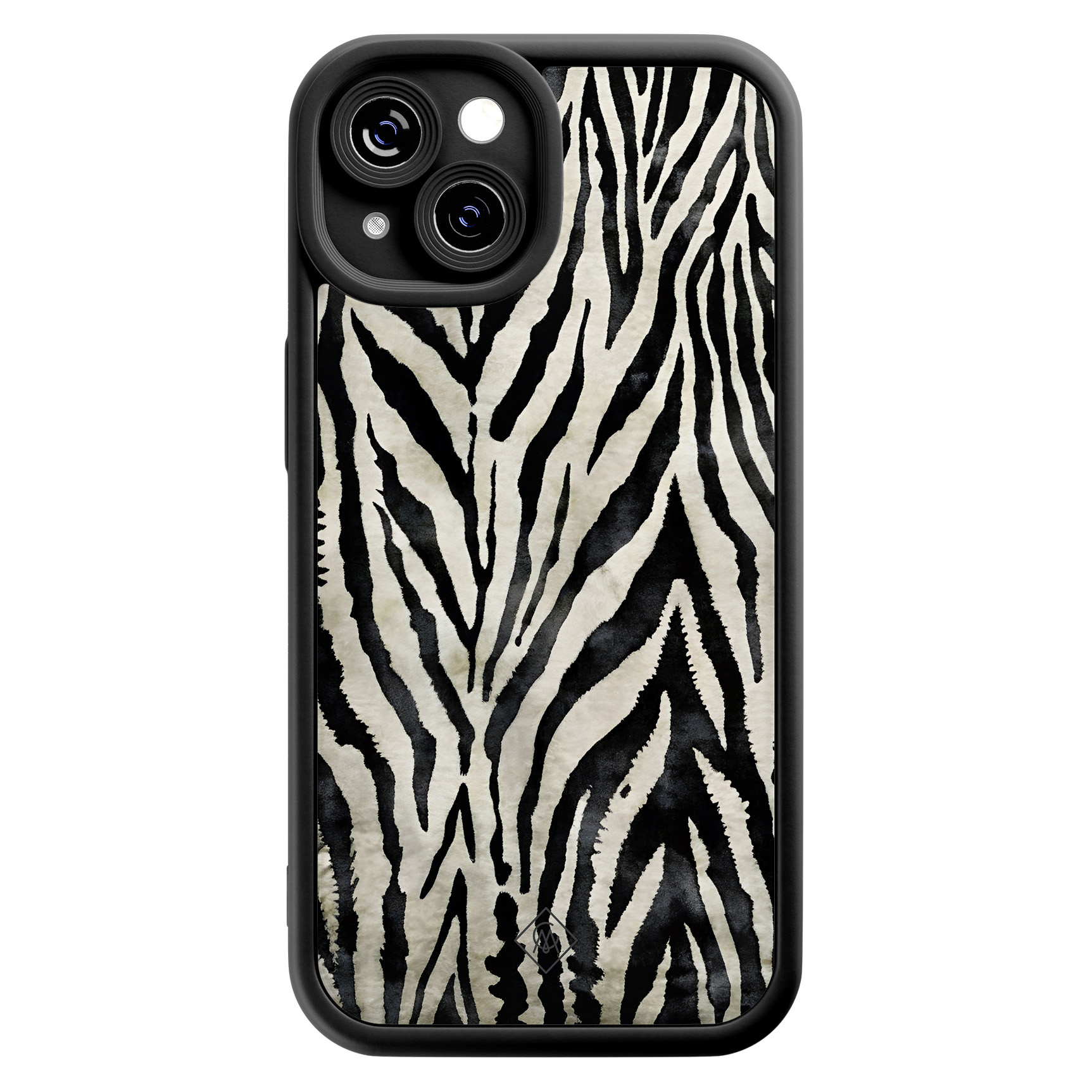 iPhone 15 zwarte case - Zebra safari