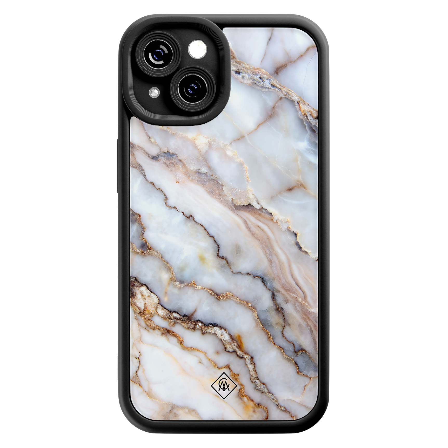 iPhone 15 zwarte case - Marble dream