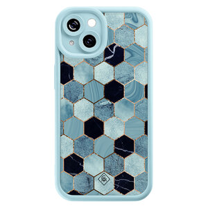 Casimoda iPhone 15 blauwe case - Blue cubes