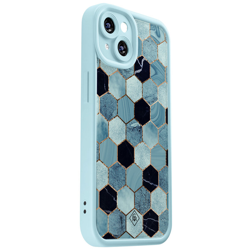 Casimoda iPhone 15 blauwe case - Blue cubes