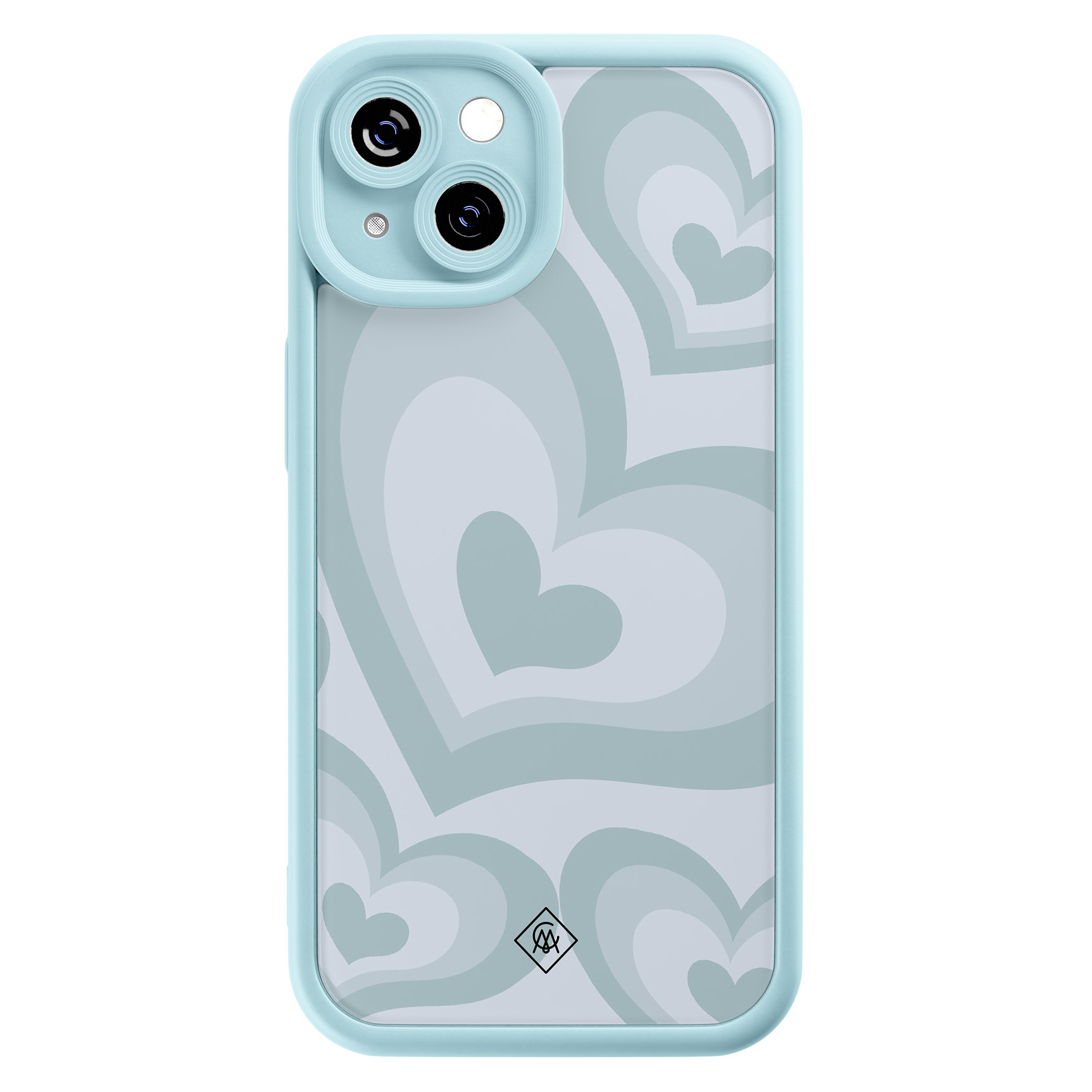 iPhone 15 blauwe case - Hart blauw