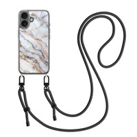 Casimoda iPhone 16 hoesje met zwart koord - Marble dream