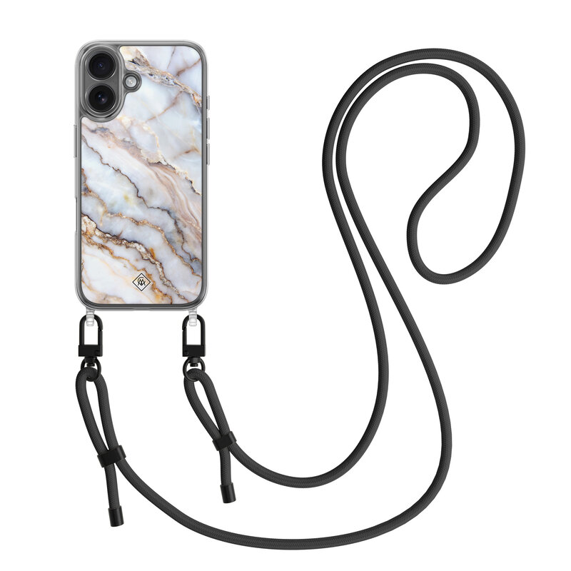 Casimoda iPhone 16 hoesje met zwart koord - Marble dream