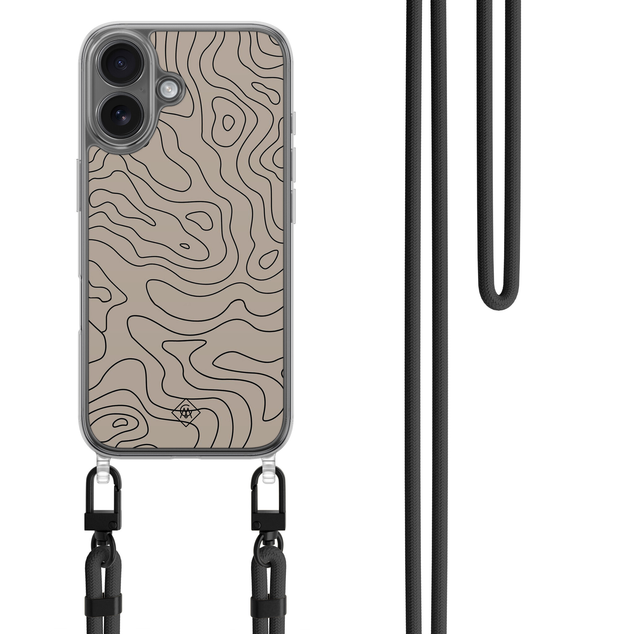 iPhone 16 hoesje met zwart koord Abstract lines