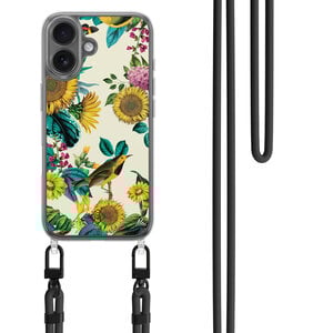 Casimoda iPhone 16 hoesje met zwart koord - Sunflowers