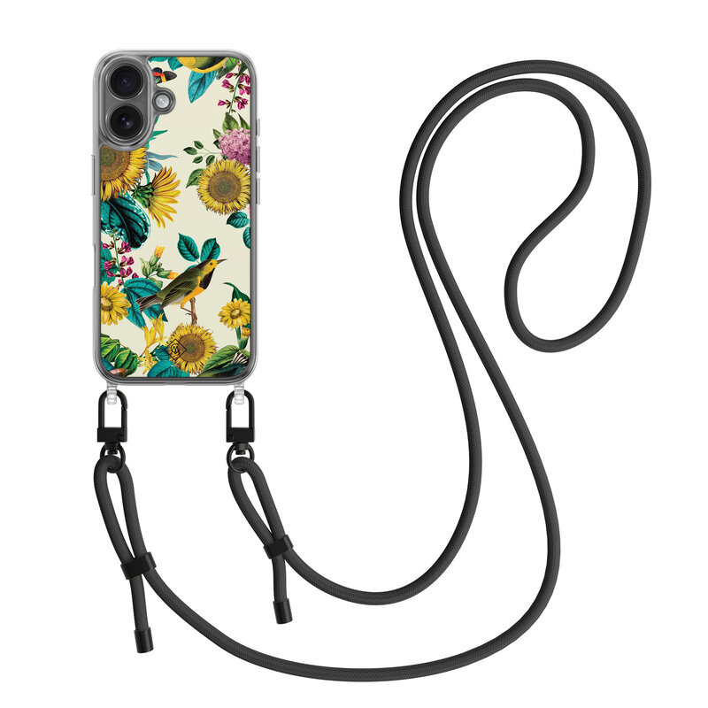 Casimoda iPhone 16 hoesje met zwart koord - Sunflowers