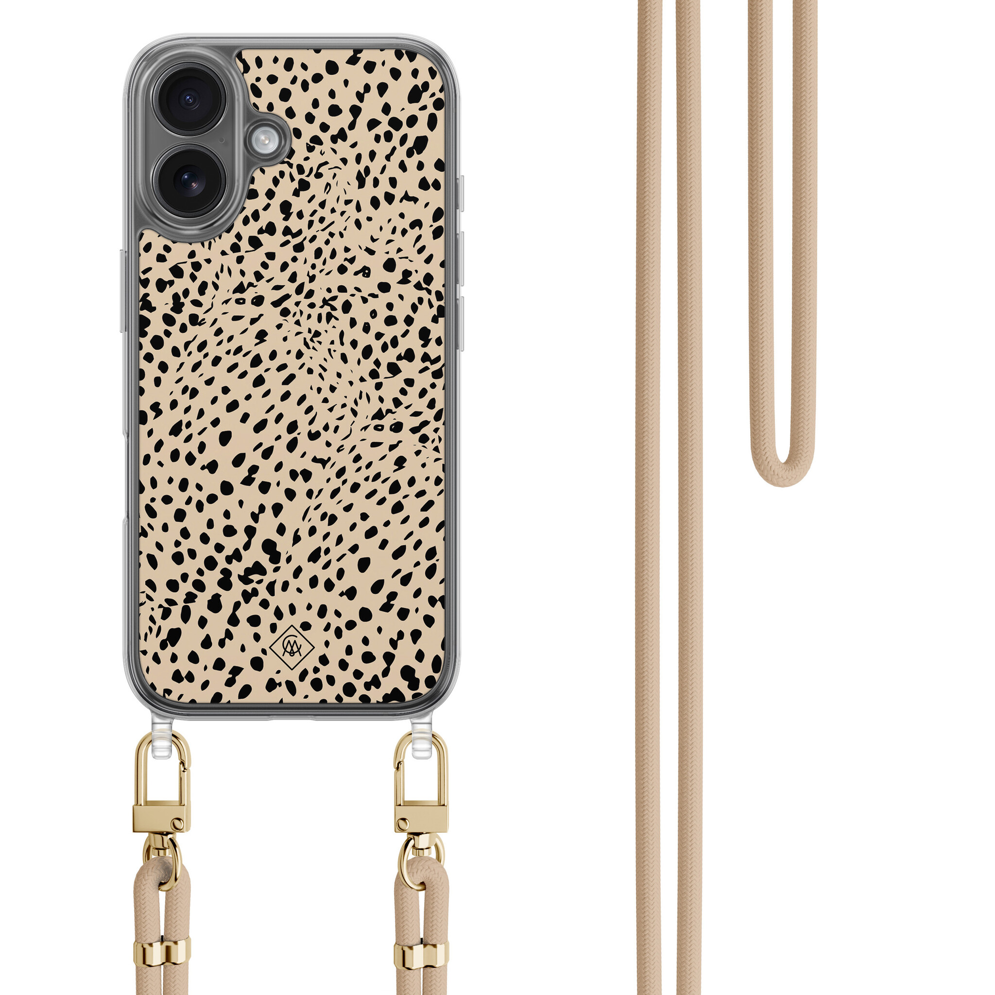 iPhone 16 hoesje met beige koord - Spot on