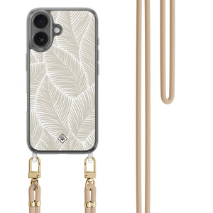 Casimoda iPhone 16 hoesje met beige koord - Palm leaves beige
