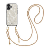 Casimoda iPhone 16 hoesje met beige koord - Palm leaves beige