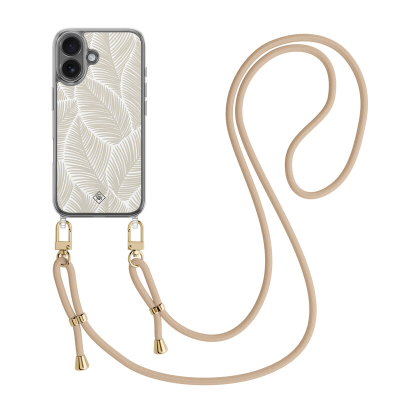 Casimoda iPhone 16 hoesje met beige koord - Palm leaves beige