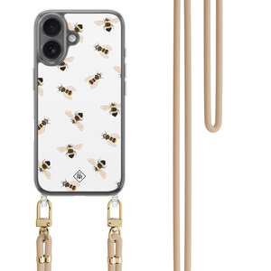 Casimoda iPhone 16 hoesje met beige koord - Bee happy