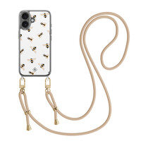 Casimoda iPhone 16 hoesje met beige koord - Bee happy