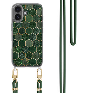 Casimoda iPhone 16 hoesje met groen koord - Kubus groen