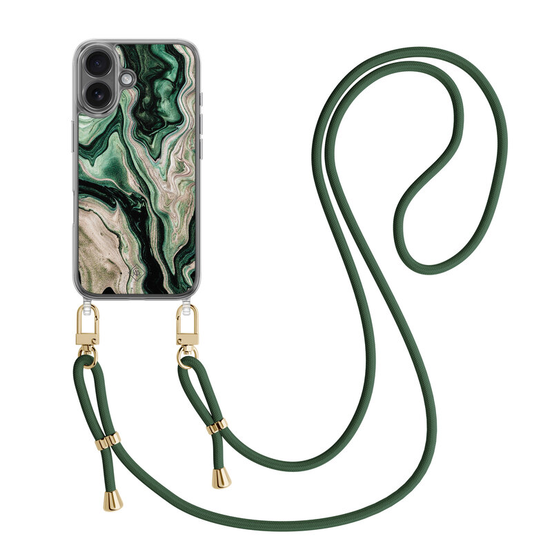 Casimoda iPhone 16 hoesje met groen koord - Green waves