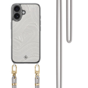 Casimoda iPhone 16 hoesje met grijs koord - Abstract waves