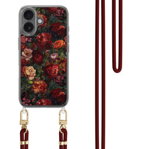 Casimoda iPhone 16 hoesje met rood koord - Flower paradise