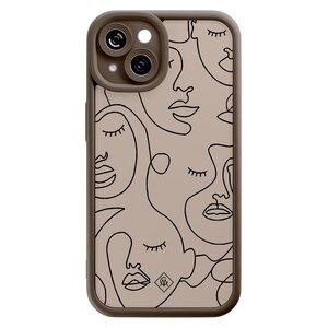 Casimoda iPhone 14 bruine case - Abstract faces