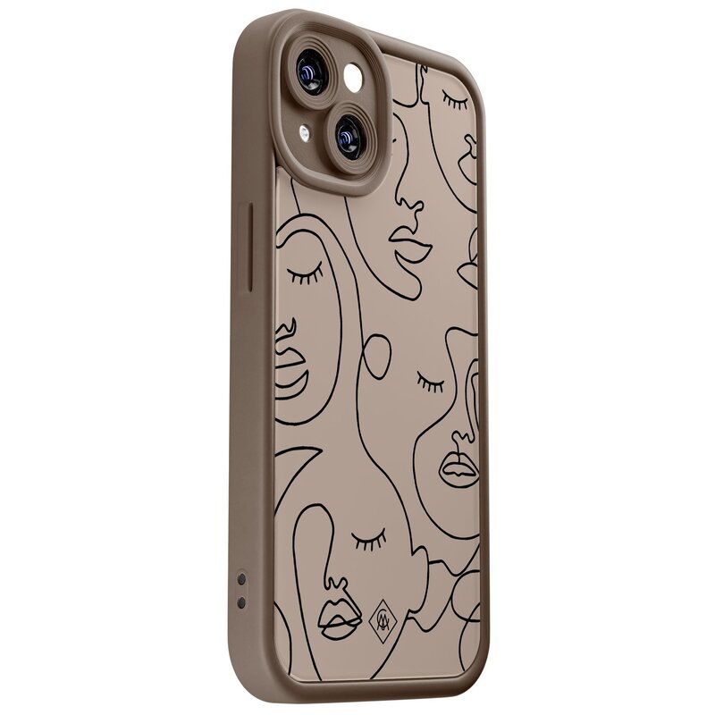 Casimoda iPhone 14 bruine case - Abstract faces