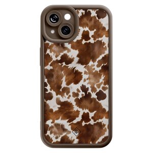 Casimoda iPhone 14 bruine case - Cowhide chic