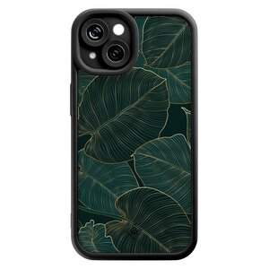 Casimoda iPhone 14 zwarte case - Monstera leaves
